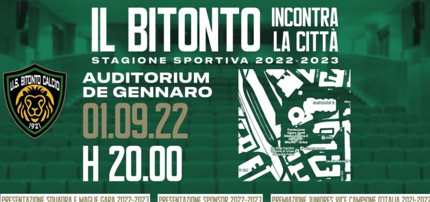 U.S. Bitonto Calcio, stasera presentazione all’Auditorium De Gennaro