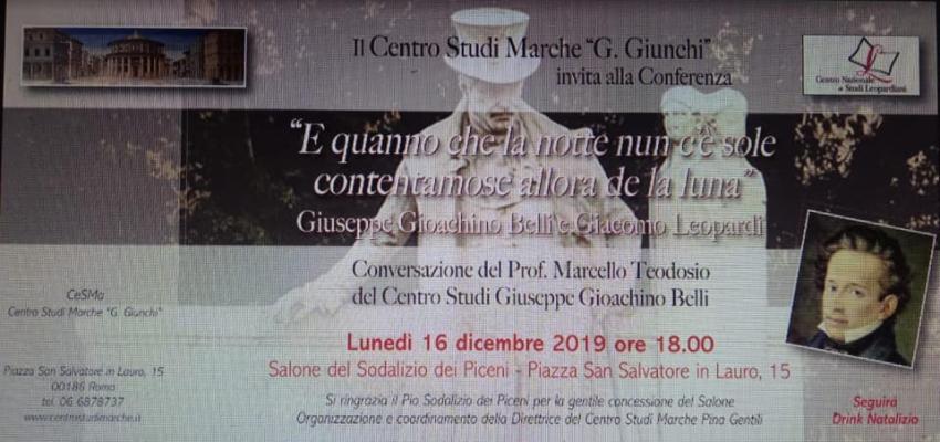 A Roma una conferenza su Giuseppe Gioachino Belli e Leopardi