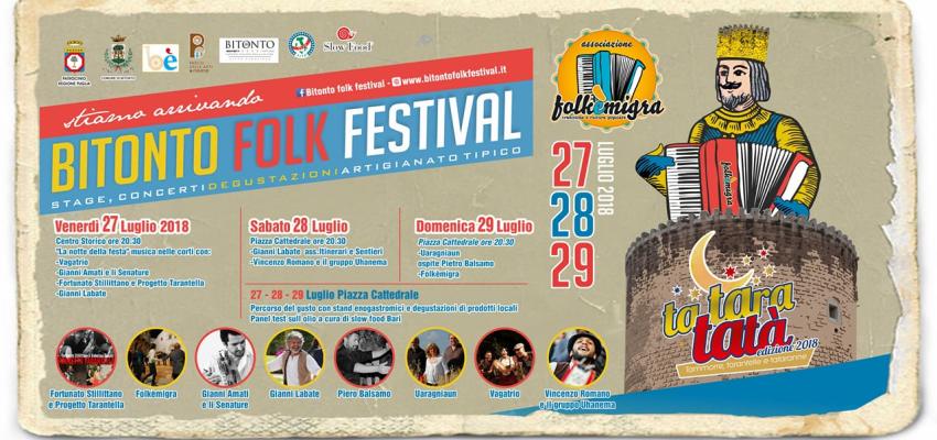 Torna il “Ta.Tara.Tatà -  Bitonto Folk Festival”: tre giorni di incontri e musica polare