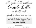 Carmela Lella questo pomeriggio in diretta su Radio00TV