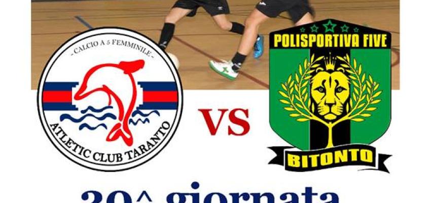 CALCIO A 5 - Ancora il Taranto, dopo due settimane. Domani, per la Polisportiva Five Bitonto femminile, ancora sfida alla capolista